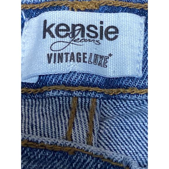 Kensie Vintage Luxe Womens Blue Distressed High Rise Slim Straight Denim Jeans 8 - Picture 4 of 5